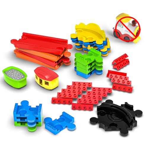 Image of Mirana Block Rider Train Expansion Set, 2 Bogies and Multiple Track Layouts, Universal Block Compatible, Toy Gift for Kids 2-8 Years (Expansion Pack - 69 Pcs, Engine Not Included)