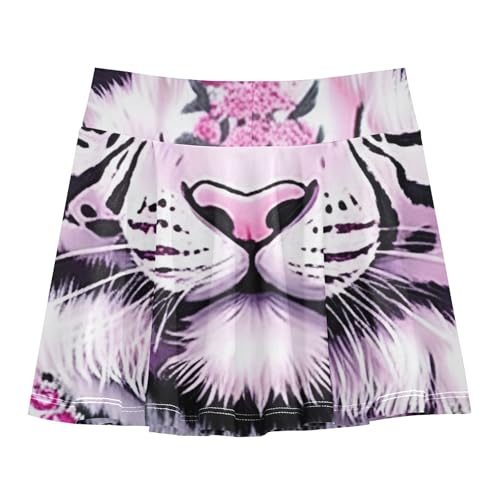 Cute Comfy Athletic Shorts Girls Skorts Toddlers Tennis Skirts Cheer Skirt Tiger Diamond Pink Petal 4t2