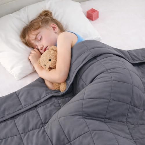 Image of Weighted Blanket 5lbs, 36 inchx48 inch, Cooling Heavy Throw Blanket for 40-60lbs, Microfiber Soft Thick Big Blankets Weighted Comforter Breathable Gift, Grey