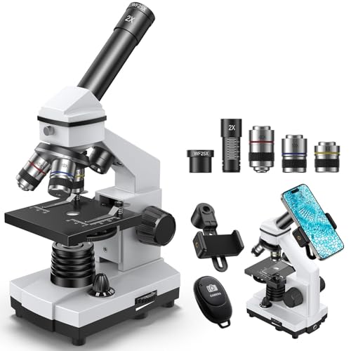 ESAKO Compound Microscope for Kids & Adults, 100X-2000X Magnification Microscope for Students, School Lab & Home Education, with Phone Adapter, 20...