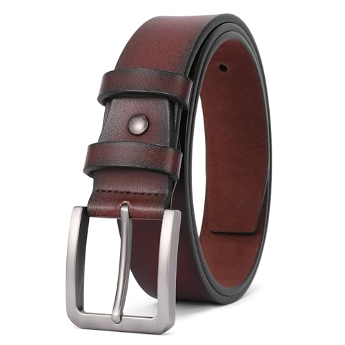 GOIACII Cow Leather Casual Belt for Men Rotated Buckle Casual Jeans Dress Belts With Gift Box
