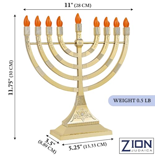 image for Zion Judaica Ltd Zion Judaica Glossy Gold Electric Hanukkah Menorah LE