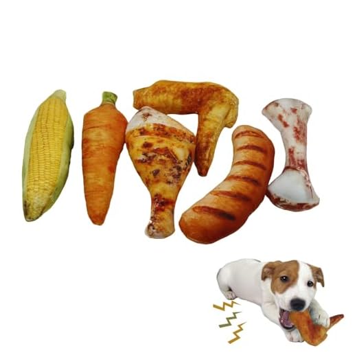 Cooway Dog Squeaky Toys Set, Food Shape Squeaky Plush Toys for Puppy, Cute Stuffed Dog Teeth-Cleaning Chew Toy for Puppy Small Medium Dogs (6 Pack)