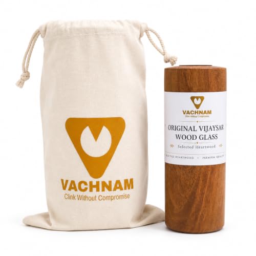 Image of Original Certified Vijaysar Wood(Lakdi) Glass for Sugar Control & Balance | Vijay SAR Wooden Glass for Diabetes Free & Madhumeh Care | Pure Heartwood Tumbler Water Cup