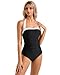 SUUKSESS Women Sexy Tummy Control One Piece Swimsuits Halter Slimming Retro Monokini Bathing Suits Color Block Swimwear(Black White,L)