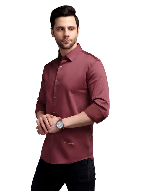 Image of The Stripp & Co Men's Full Sleeve Cotton Solid Shirt | Regular Fit Casual | Soft & Breathable Fabric | Button-Down Collared Formal,& Office Wear | Everyday Shirt | Sizes M to 2XL