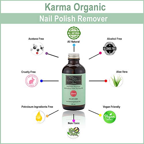 Karma Organic Nail Polish Remover-Tea Tree Oil Based Formula, moisturize and Nourish Nails