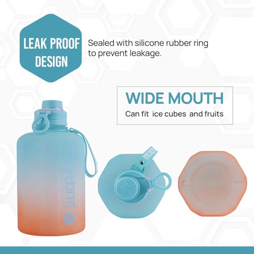 Image of SKYTONE Water Bottle For Gym- Extra-Strong Leakproof BPA Free Large Water Jug Half Gallon Hydrate Bottle with Handle Ideal for Adults Men Sports Gym Fitness Outdoor Cycling - 2.2 Litre (Blue)