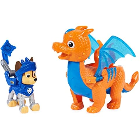Paw Patrol, Rescue Knights Chase and Dragon Draco Action Figures Set, Kids’ Toys for Ages 3 and up Cover