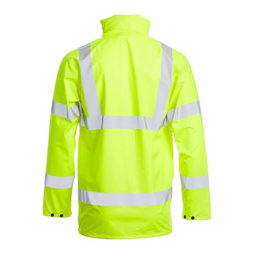 Chamarra hi vis amarilla PU impermeable reflectante con capucha cazadora alta visibilidad 5XL 2