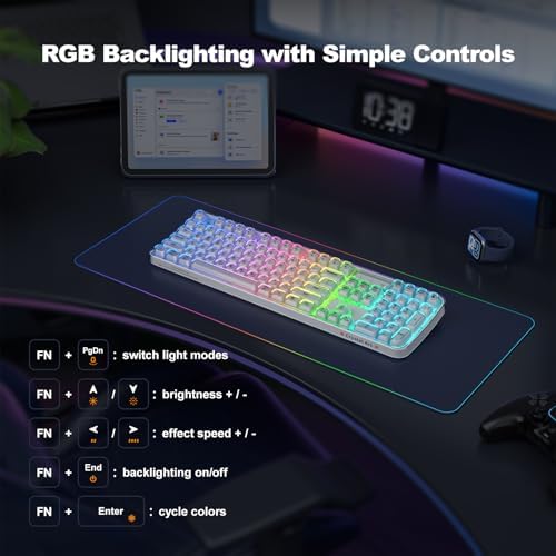 MOFII Wireless Computer Keyboard with RGB Backlit, Tri-Mode Bluetooth 5.0/USB-C/2.4GHz Gaming Keyboard, Full Size Layout, Ergonomic Curved Design for Windows Mac PC Gamers & Office - 3