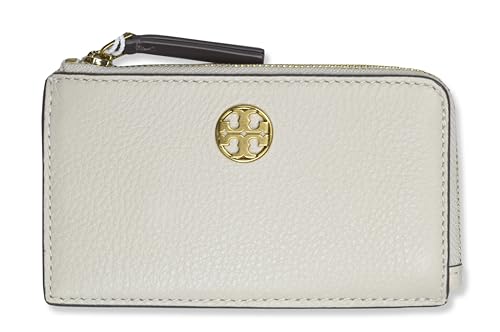 Tory Burch Womens Felix Zip Around Pebble Leather Card Case Wallet, (New Moon)