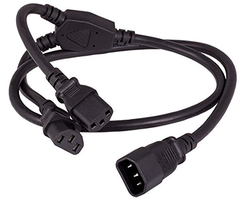 Cable Leader 3ft Power Extension Cord Splitter Cable 16 AWG IEC320 C14 to IEC320 C13 x 2