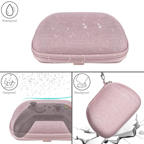 Image of GEEKRIA Controller Travel Case Compatible with Xbox Series X /S & Xbox One, Hard Shell Carrying Bag with Joystick Protection, Cable Storage, Controller Retention Strap (Pink)