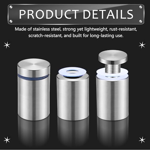 Image of Pelopy 24 Pcs Silver Sign Standoff Screws Advertising Screws Stainless Steel Wall Standoff Mounts Glass Acrylic Nail (3 /4 x 1-3 /16 Inch)