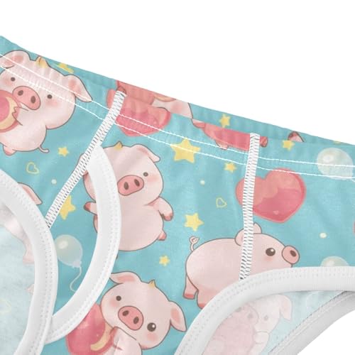 Wusikd Cute Pink Piglets Boys' Underwear Cotton Heart-shaped Stars Boys Briefs Soft Toddler Underwear 2T4