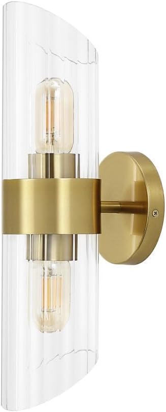 Eytan 17" Brass Gold Cylinder Wall Sconce with Clear Shade