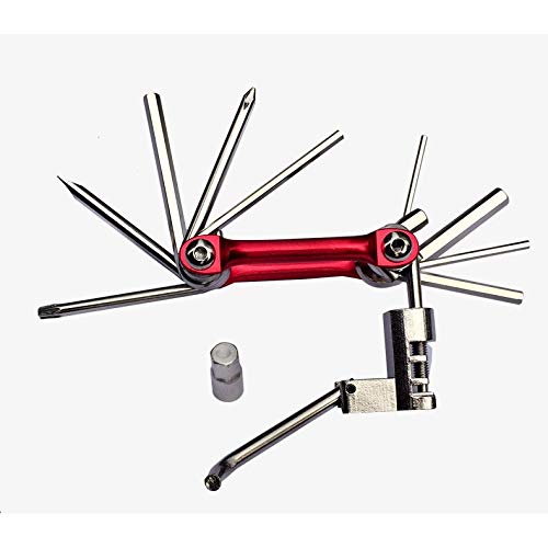 Juego de reparación de herramientas para bicicletas 11 en 1 Kit de herramientas de reparación de bicicletas Llave Destornillador Cadena Herramienta multifunción para bicicletas de acero al carbono (C