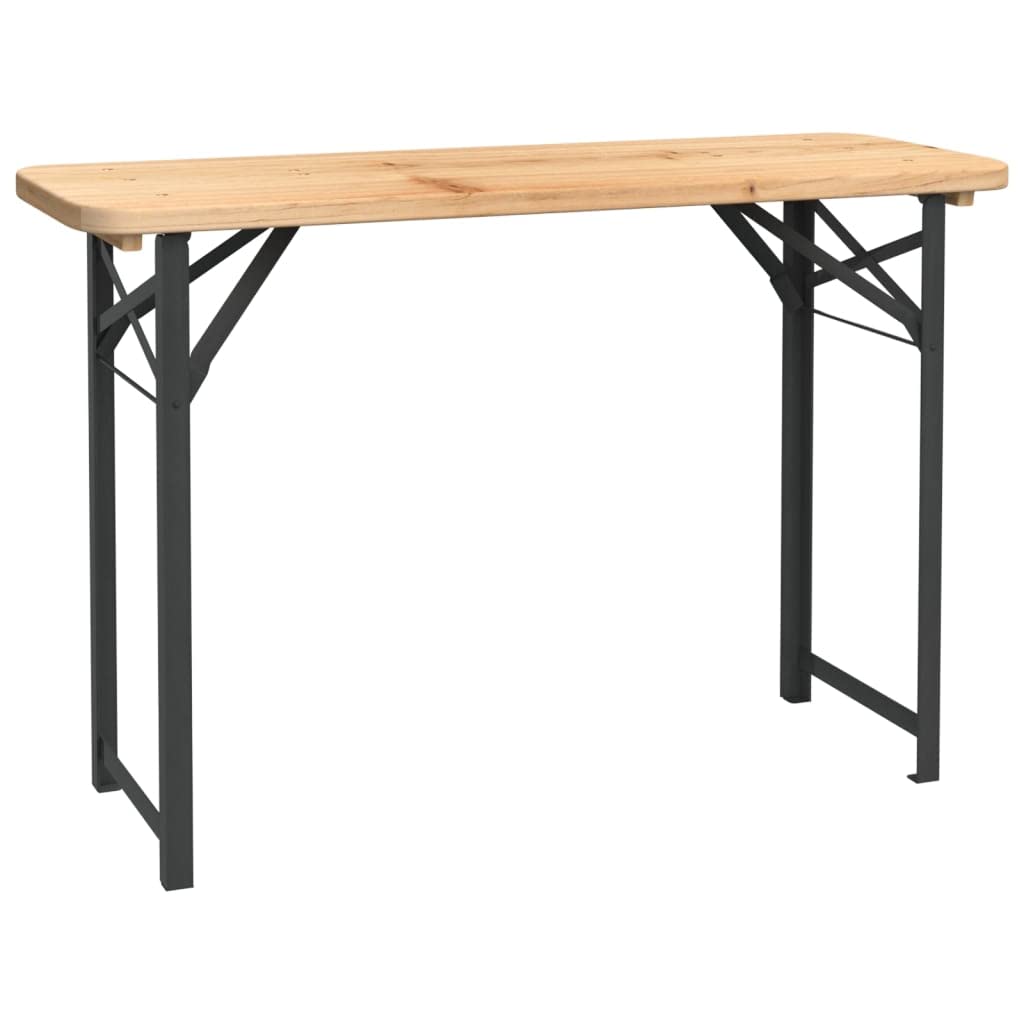 3-częściowy zestaw stołów piwnych, składany, lite drewno, jodła, 115,5 x 46 x 75 cm, wytrzymałe metalowe stelaże, meble ogrodowe na kemping, piknik, imprezy grillowe