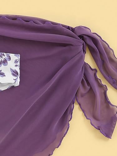 SOLY HUX Bikini Sets for Women 3 Piece Floral Print Halter Triangle Bathing Suit Swimsuit with Sarong Cover Up4