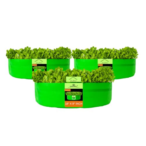 Image of Kingwell grow bags 18x9 inches pack of 3 Grow Bag For Terrace Garden Leafy Vegetable Plant Grow Bags Fruits Growing Containers For terrace Gardening