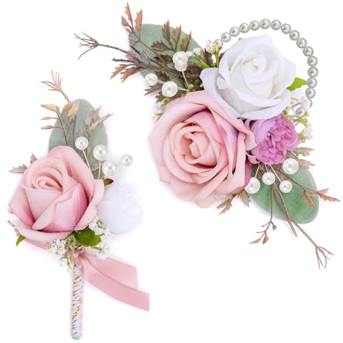 YESKY Rose Corsage and Boutonniere Set, 2PCS Handmade...