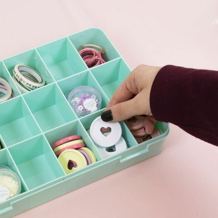 Image of Craftelier - Organizer Box with 17 Compartments for Cardmaking, Scrapbooking and Craft Materials | Dimensions 26.5 x 17.8 x 4.2 cm (10.4 inch x 7 inch x 1.65 inch) -Transparent and White Color