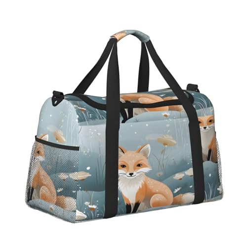 Forest Fox Travel Duffel Bag with Strap Multi Pockets Sports Bag Handbag Large Shoulder Bag for Gym Weekend Fitness Camping3