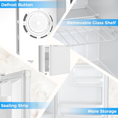Image of Antarctic Star 1.7 Cu.Ft Compact Refrigerator with Freezer,Adjustable Thermostat,Removable Glass Shelf,Single Reversible Door Mini Fridge for Bedroom,Office,Dorm,White