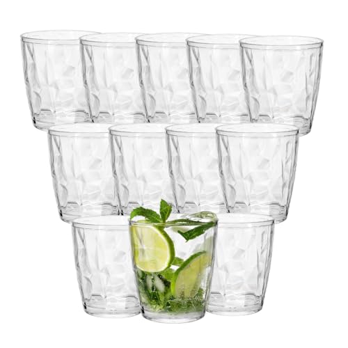 DIBALIYI 12 pcs Vasos de plástico reutilizables, vasos de acrílico transparente, vasos de cóctel apilables irrompibles (300 ml)