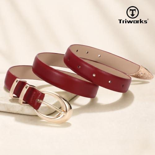 Image of TRIWORKS Women Belt for Jeans Pants Fashion Ladies Faux Leather belt