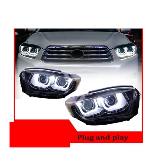 Faros para Toyota Highlander 2007-2011 con luz diurna y proyector de ojos de ángel 2