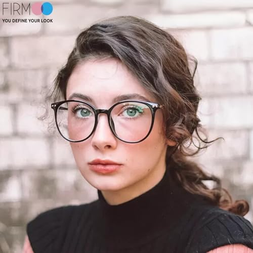 Image of Firmoo Oversize Blue Light Glasses, Unisex Chic Large Round Computer Reading Glasses Reader Anti Glare Anti Eyestrain (Pattern 0.0x)