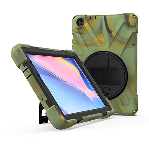 Coque Samsung Galaxy Tab S5e 10.5 JZ avec support rotatif 360 et bandoulière camouflage