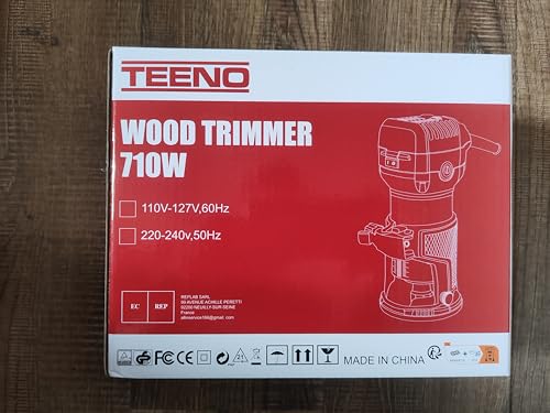 TEENO Router Trimmer 710W with Dust Extraction Connection, Electric Hand Wood Router 13000-33000 RPM with 15PCS 1/4" Router Bit Set, 6 Variable Speeds, Includes Trimmer Base 6/6.35/8 mm, Canvas Bag 9 TEENO Router Trimmer 710W with Dust Extraction Connection, Electric Hand Wood Router 13000-33000 RPM with 15PCS 1/4" Router Bit Set, 6 Variable Speeds, Includes Trimmer Base 6/6.35/8 mm, Canvas Bag - Image 9