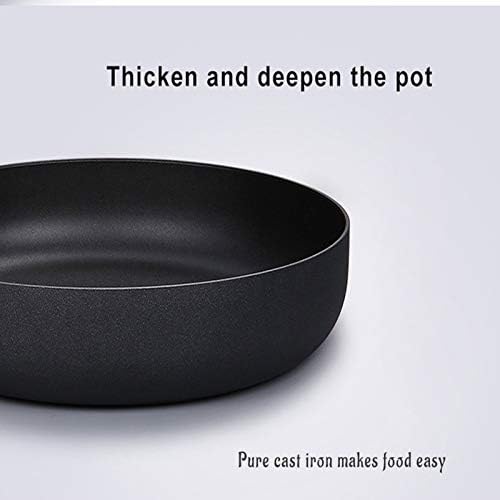 Ancient Pharaoh Iron Pan Household Mini Frying Non-Stick Cast Iron Pan Multi-Function Wok Pizza Pans Wooden Flat Bottom,