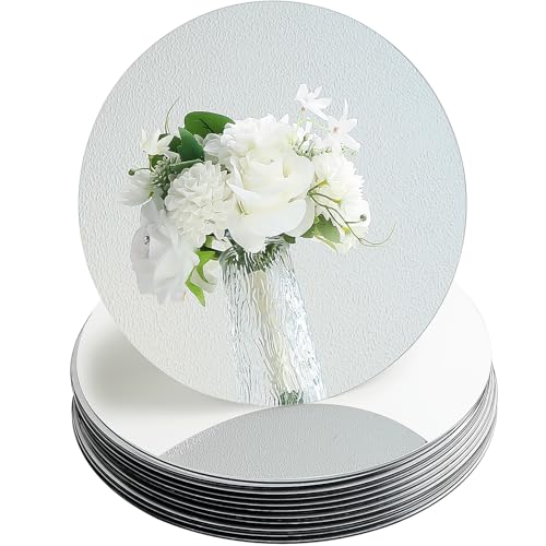 Floroom 12pcs 12 Inch Round Mirrors for Table Centerpieces Trays Plates Weddings Baby Showers and Party Decorations