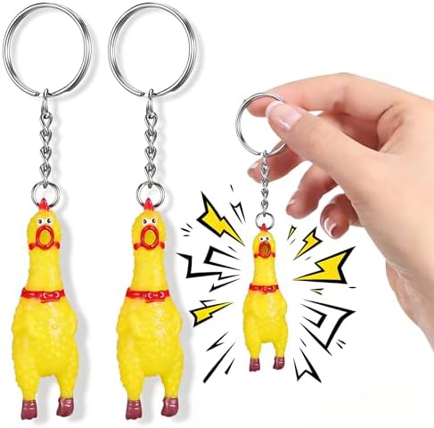 NUOBESTY 3 Pack Mini Squeeze Screaming Chicken Keychain - Funny Y...