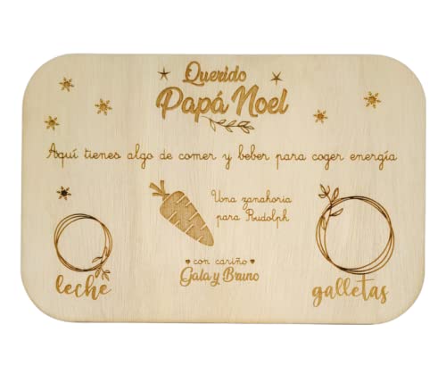 Bandeja de Papá Noel Santa Claus - Personalizada - Grabada en Madera - Hecha en España Cover