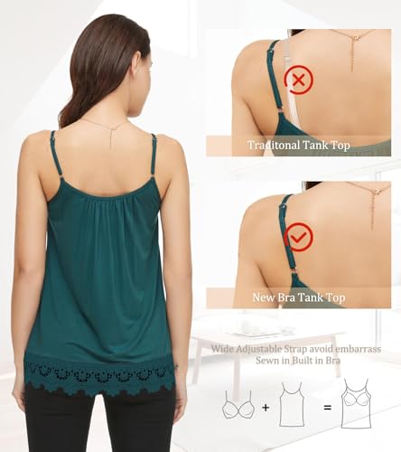 Image of Camisoles for Women with Built in Bra Adjustable Strap Tank Tops Cami Sleeveless Summer Tops for Workout Sleeping Traveling