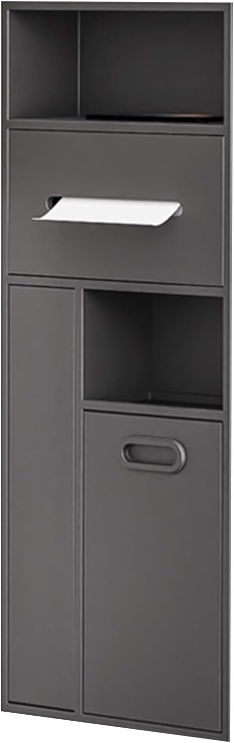 MYUYEE Stainless Steel Shower Niche,Recessed Toilet Paper Holder Trash Can Niche,For Hotels Public Places (Grey 30X78Cm)