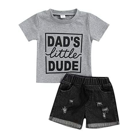 KameyouForever Baby Boy Summer Outfits Baby Boys Clothes Sets Short Sleeve Letter Print T-Shirt Tops Shorts Sets Baby Boy Clothing (12-18 months,E Grey) Cover