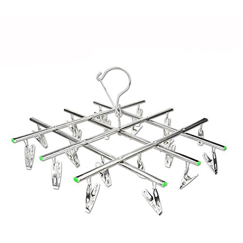 Clips Séchoir, Homeyoo en acier inoxydable Pinces à linge pliable Séchage de cintre pour gants, Chaussettes, serviettes, Sous-vêtements, écharpes, Chemise ou vêtements de petite taille, 20 Clips