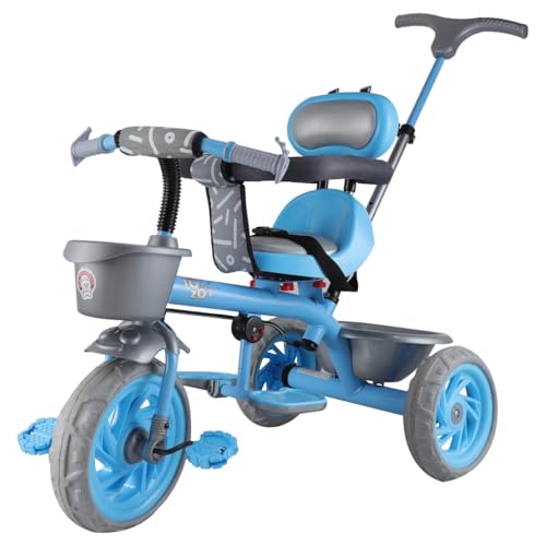 Image of Toyzoy Cotton Candy Grand Kids|Baby Trike|Tricycle with Cushioned Seat & Storage Basket for Kids|Boys|Girls Age Group 2+ Years (Blue)