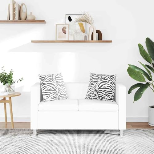 Genérico Sofá de 2 plazas de Cuero Artificial Blanco,Mobiliario,Sofás-242212