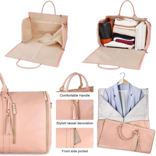 Styleushaven Foldable Travel Bag 2.0, Jenni Bag Travel Bag with Wheels, Miorsen Foldable Travel Bags, 2 in 1 Convertible Large Pu Leather Waterproof Duffle with Removable Wheels (Beige)2