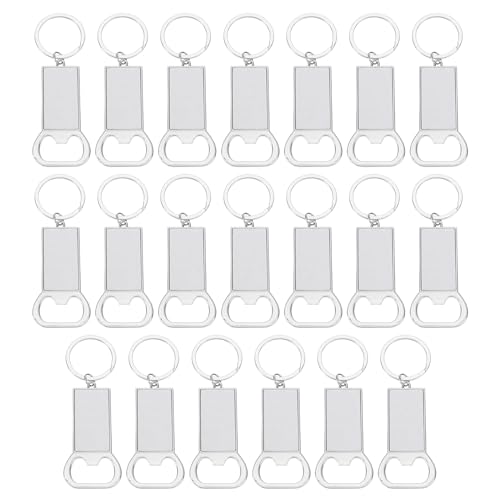 sourcing map Lot de 20 décapsuleurs en métal par sublimation, porte-clés vierges par sublimation pour photos personnalisées (3,6 x 10 cm)