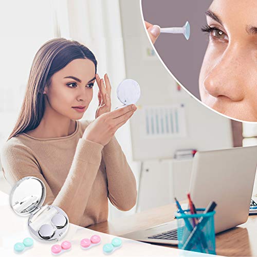 image for cauyuan Cute Contact Lens Case Portable Travel Box with Mirror Tweezer