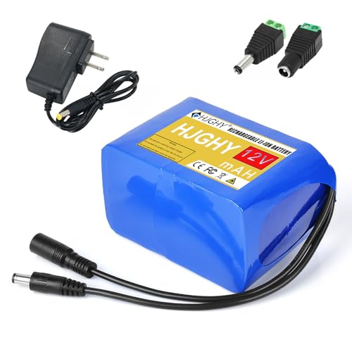 HJGHY 12V 2000mAh 3500mAh 4000mAh 5200mAh 6000mAh 8000mAh 10400mAh 13000mAh Lithium Battery Pack 12V PVC Lithium Battery with DC Charger for 150W Motor,12v1800mah