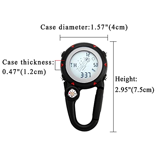 Image of JewelryWe Men Women Digital Clip Watch Mini Microlight Backpack Buckle Belt fob Watches for Rock Climbing Doctors Nurses Chefs for Mother's Day